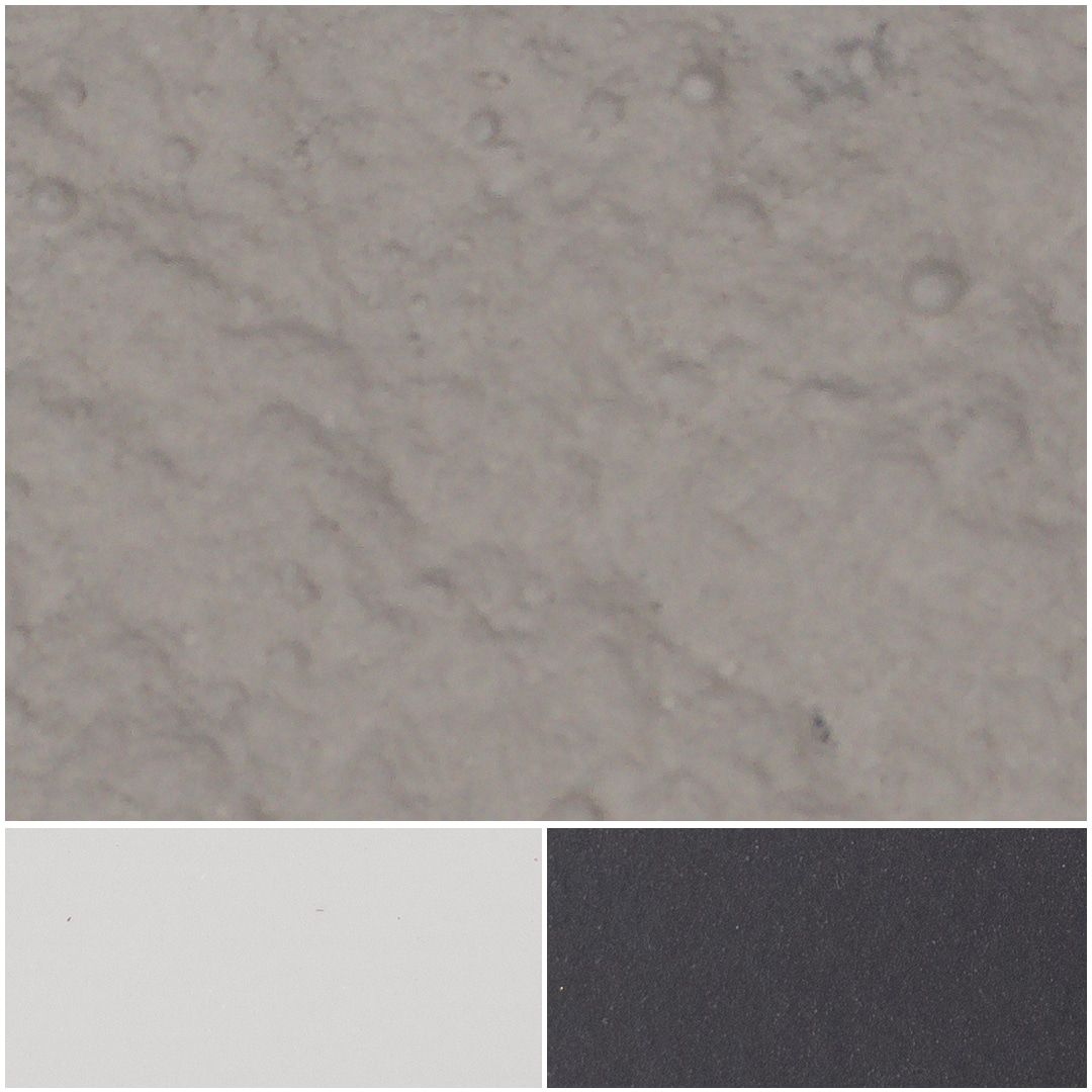 SanMica AV features textured surfaces in gray, white, and black for versatile design applications.