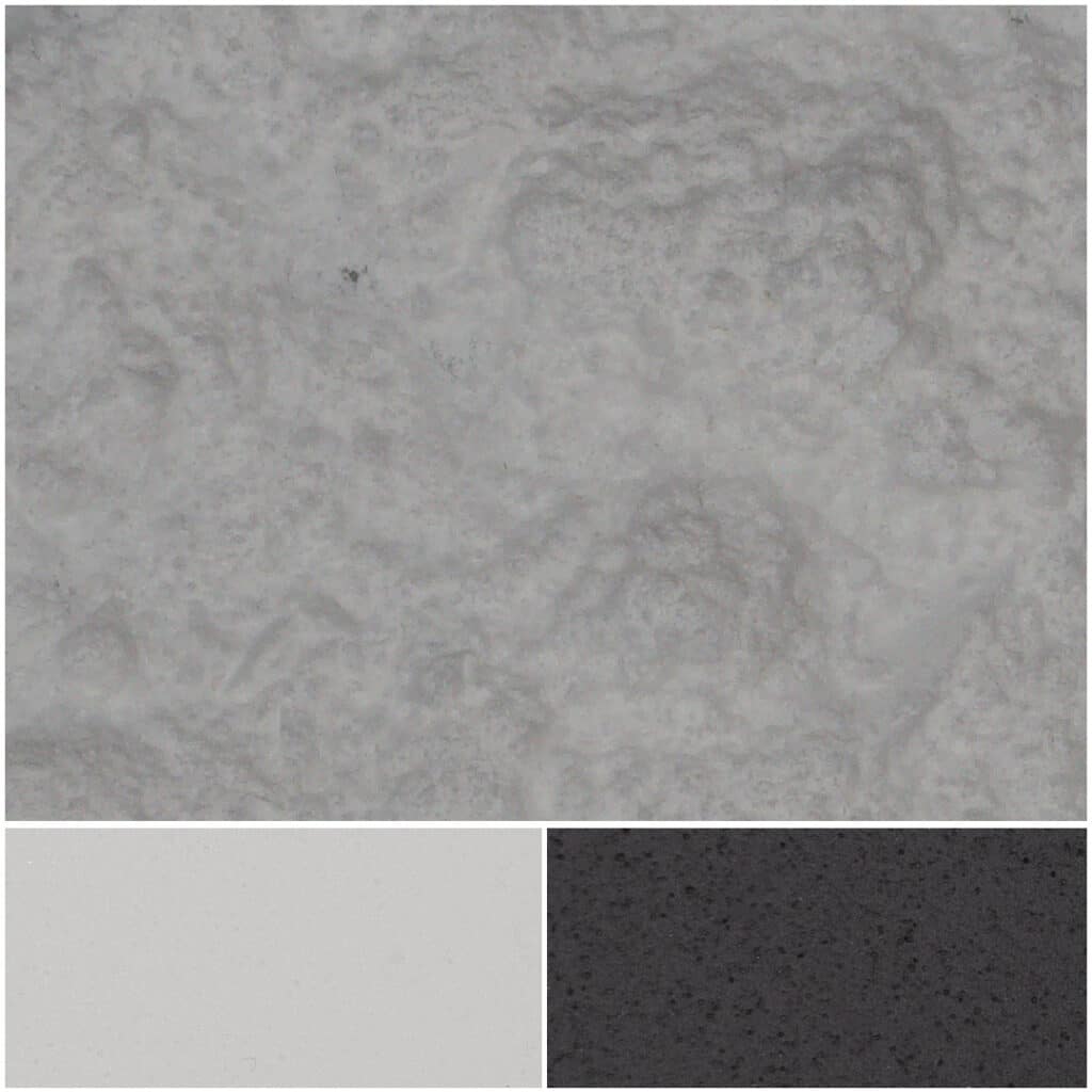 Textured surfaces of SanMica F15 showcasing versatile gray and black color options.