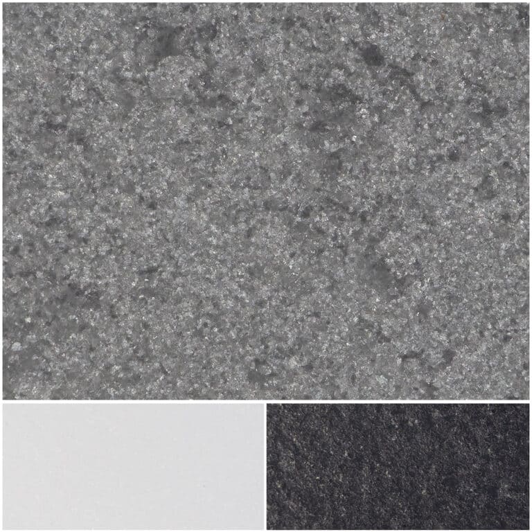 Gray textured surface with light and dark stone options for versatile design applications.