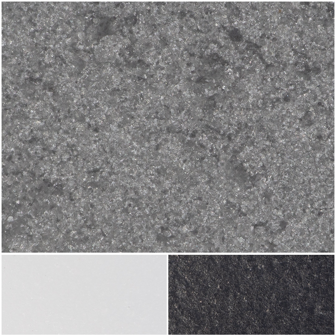 Gray textured surface with light and dark stone options for versatile design applications.